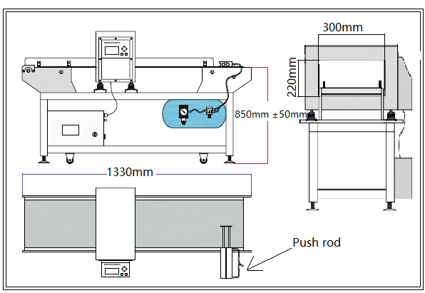 TUNNEL STYLE FOOD GRADE METAL DETECTOR WITH CONVEYORS , STAINLESS STEEL METAL DETECTOR 6