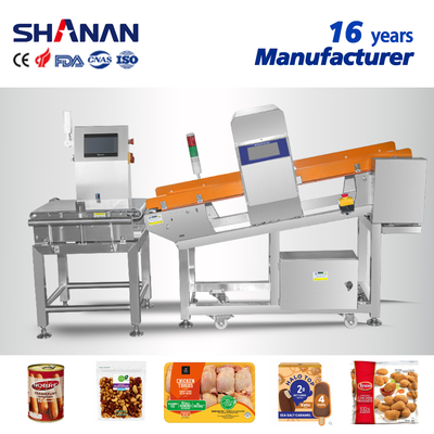 Combo Metal Detector And Checkweigher For Food Can Frozen Packaging Weighing Machine