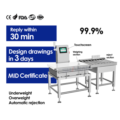 Sorting And Weighing Weight Sorting Machine With ±0.1g Sorting Accuracy Checkweigher