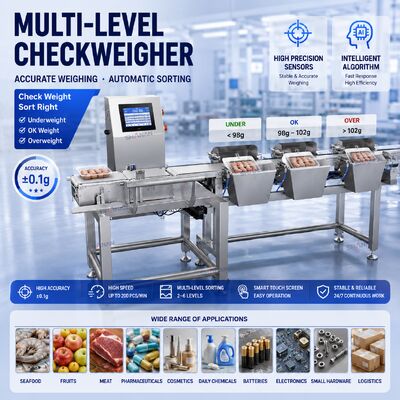 Precision Sorting Equipment Auto Size / Weight Grading For Fruits Vegs Pharma Industrial Materials