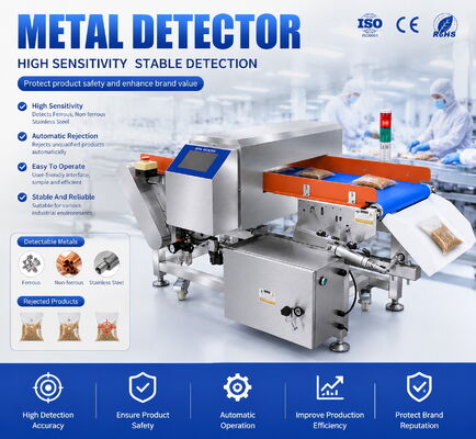 High Speed Metal Detection Machine with Conveyor for Snack Food Chips Nuts Biscuit Candy Contaminant Screening